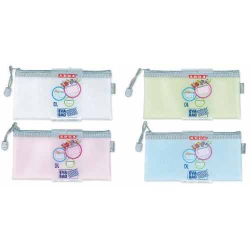 ARDA POCHETTE MULTIUSO IN EVA 22 22X11 CM CON ZIP COLORI ASSORTITI PASTELLO CONF 12 Pz.